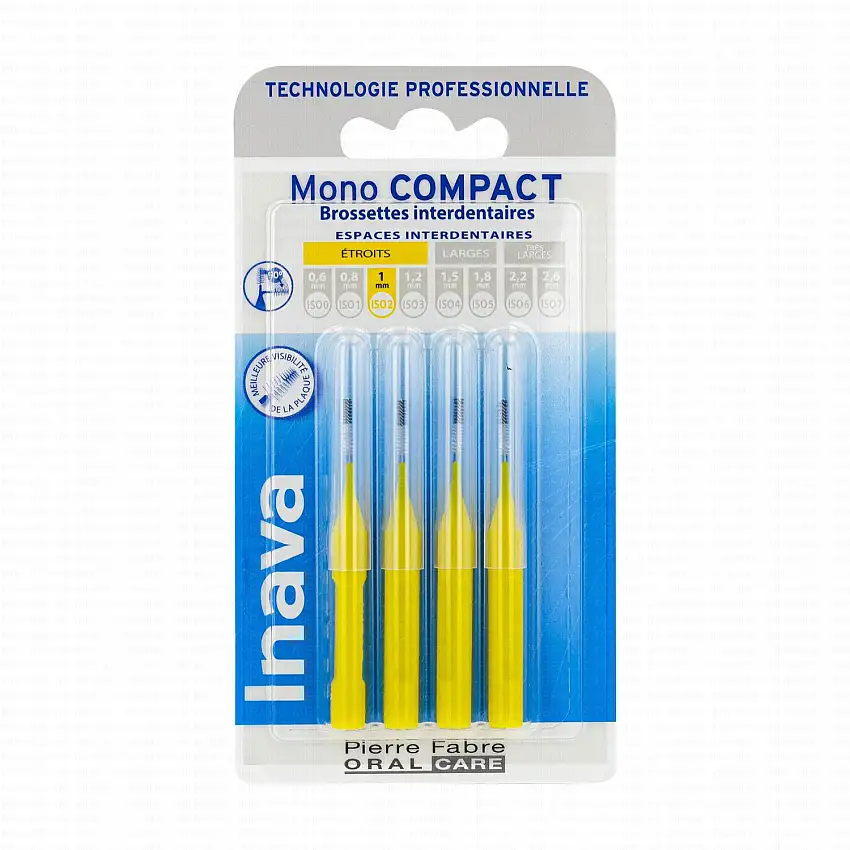 INAVA Mono compact - Brossettes interdentaires ISO2 étroits 1mm pack de 4