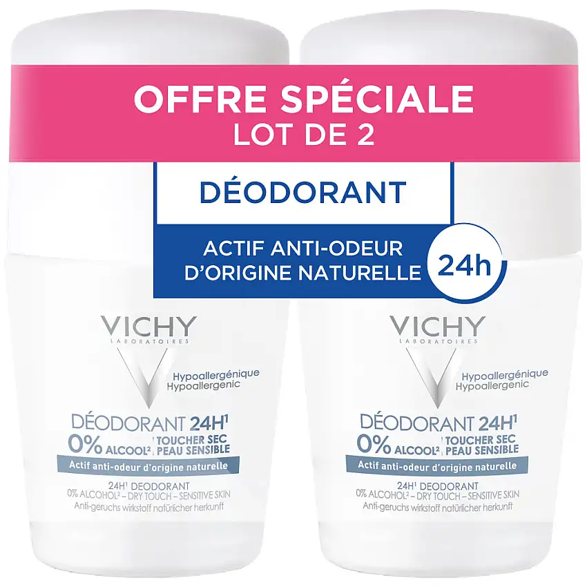 Déodorant 24H Toucher Sec Roll-On 2x50 ml