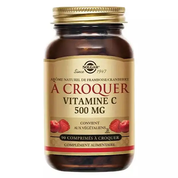 Solgar Vitamine C 500mg Framboise Cranberry 90 comprimés à croquer