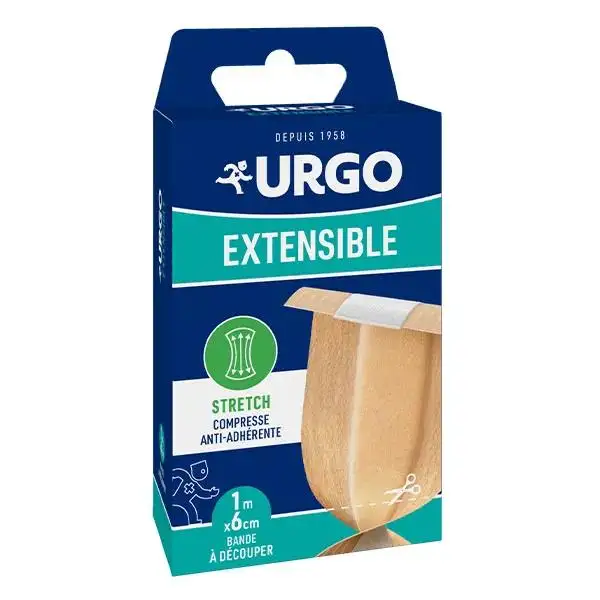 Urgo Premiers Soins Extensible Compresse Anti-Adhérente Bande à Découper 6cm x 1m