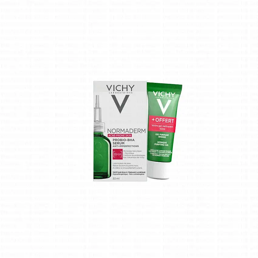VICHY Normaderm probio-bha - sérum anti-imperfections 30 ml + gel nettoyant purifiant profond 50 ml offert
