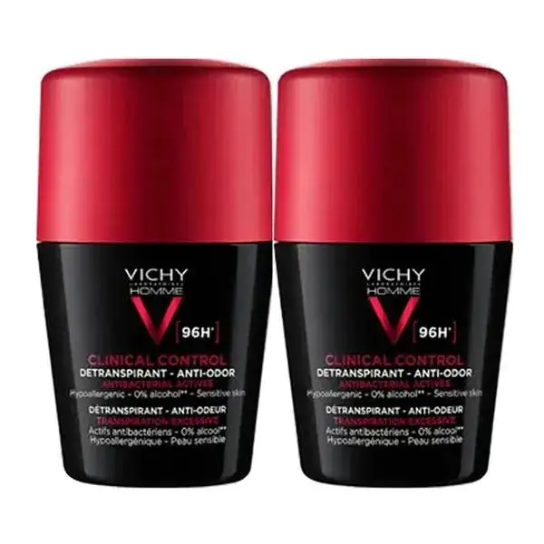 Vichy Homme Déodorant Clinical Control 96h Bille 50ml Lot de 2 x 50ml