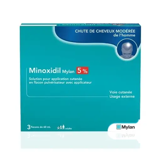 MINOXIDIL 5% MYLAN (Coffret 3 flacons) Chute des cheveux Alopécie