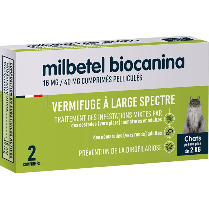 Biocanina Milbetel Vermifuge Chat 2 comprimés