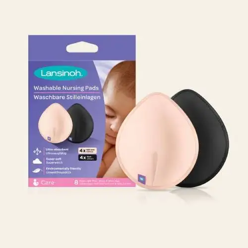 LANSINOH - Coussinets D'allaitement Lavables - 8 Coussinets