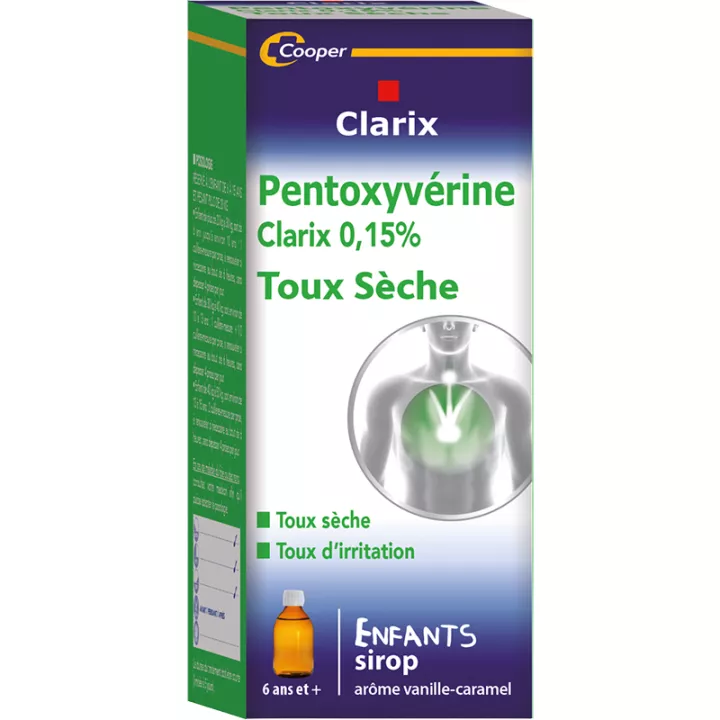 Clarix Pentoxyvérine 0,15% Toux Sèches Enfants 150 ml*