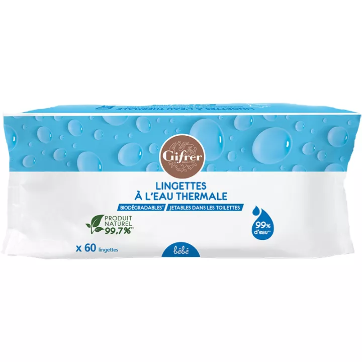 Gifrer Lingettes Biodégradable Eau Thermale Auvergne x 60