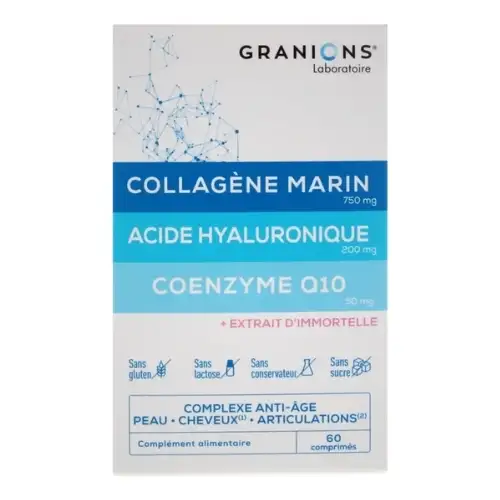 GRANIONS - Collagène Marin Acide Hyaluronique Coenzyme Q10 60comprimés
