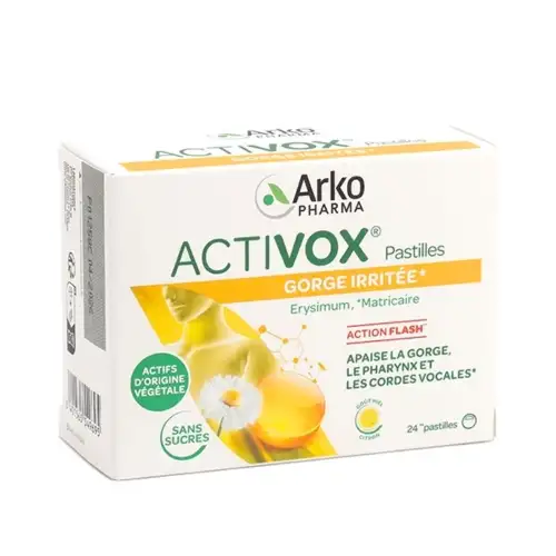ACTIVOX - Gorge Irritée - 24 Pastilles Miel Citron à Sucer