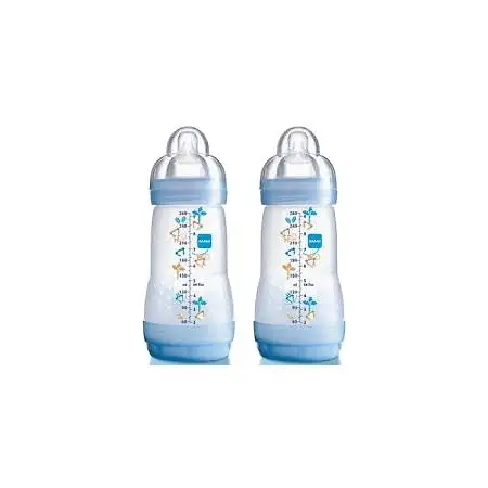 Biberon Africa Bleu Système Anti-Colique Tétine Débit 2 - 260 ml lot de 2