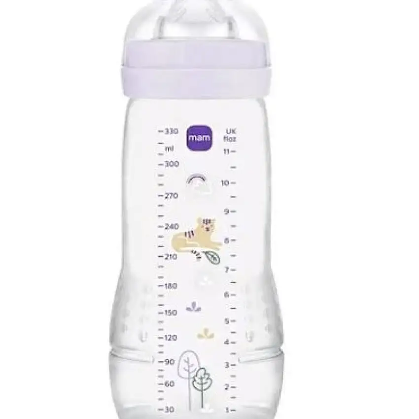 MAM - Easy Active Biberon 2ème Âge 6 Mois - Débit Très Rapide Lilas - 330ml