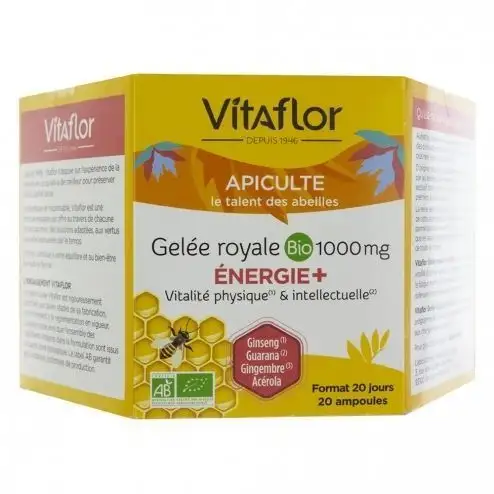 Vitaflor énergie + gelée royale bio 1000mg 20 ampoules