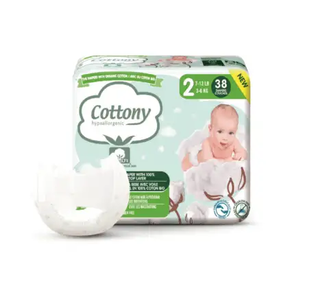 Cottony Couches avec du Coton Bio Couches Taille 2 par 38