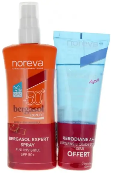BERGASOL EXPERT - Spray Solaire Fini Invisible SPF50+ 125ml + Xerodiane AP+ Surgras Liquide Doux 100ml Offert