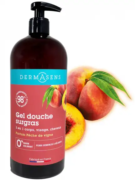 Dermasens Gel Douche surgras Pêche de vigne 1 litre