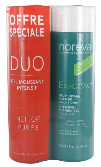 Noreva Exfoliac Gel Moussant Intensif Lot de 2 x 200 ml