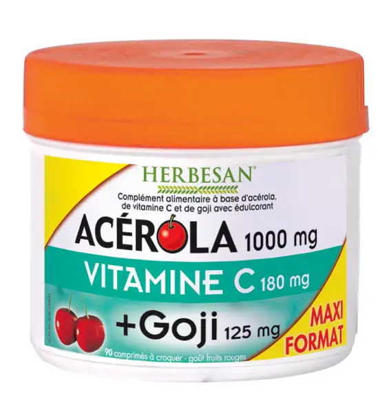 Herbesan Acérola Vitamine C Goji 90 comprimés Maxi Pot