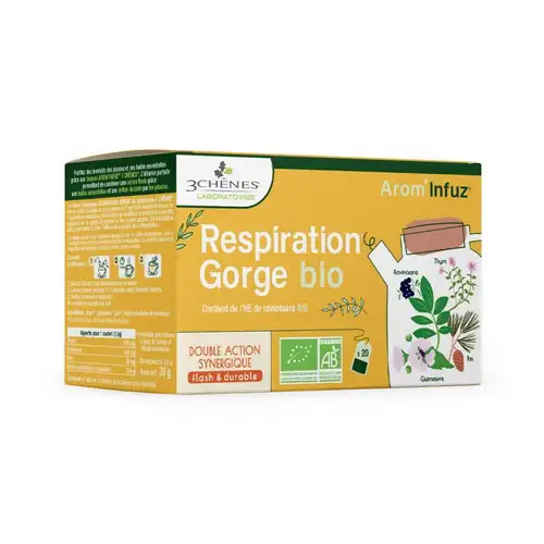 Tisane Respiration Gorge Bio 20 sachets 3 Chênes