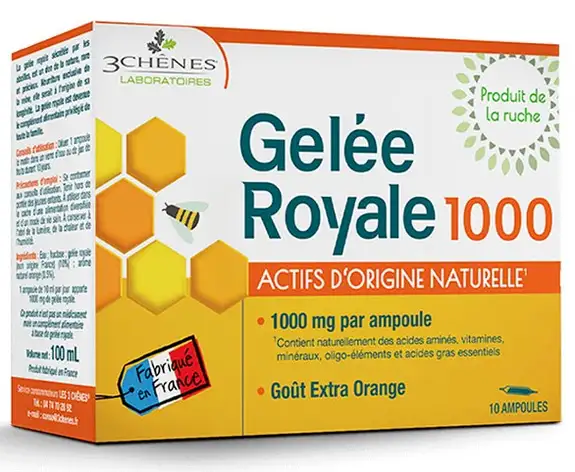 Les 3 Chênes Gelée Royale 1000 Goût Extra Orange 10 ampoules
