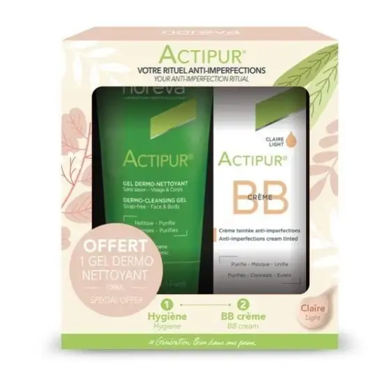 COFFRET BB crème clair 30ml & Gel moussant 100ml Actipur Noreva