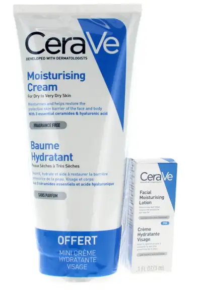 CeraVe Baume Hydratant 177 ml + Crème Hydratante Visage 3 ml Offerte