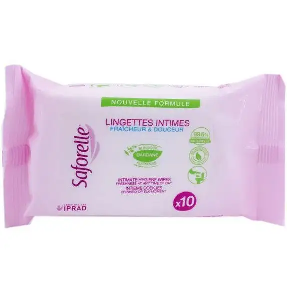 SAFORELLE Lingettes Intimes Utra-Douces. Dévidoir 10