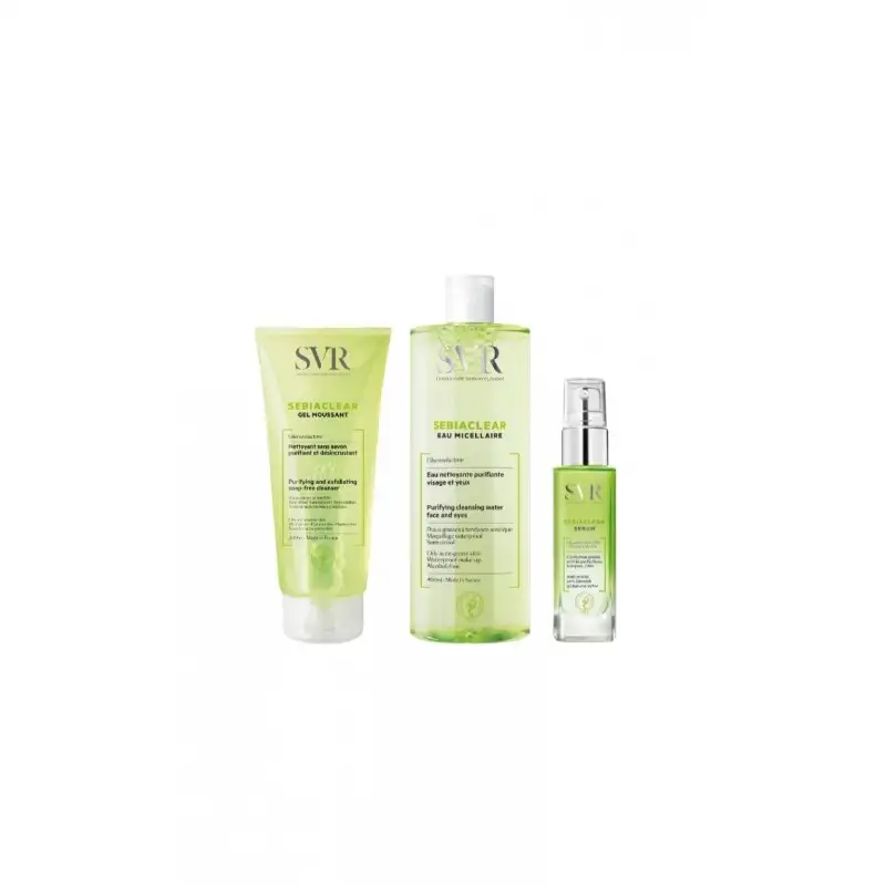 SVR Pack Sebiaclear gel moussant + eau micellaire + sérum