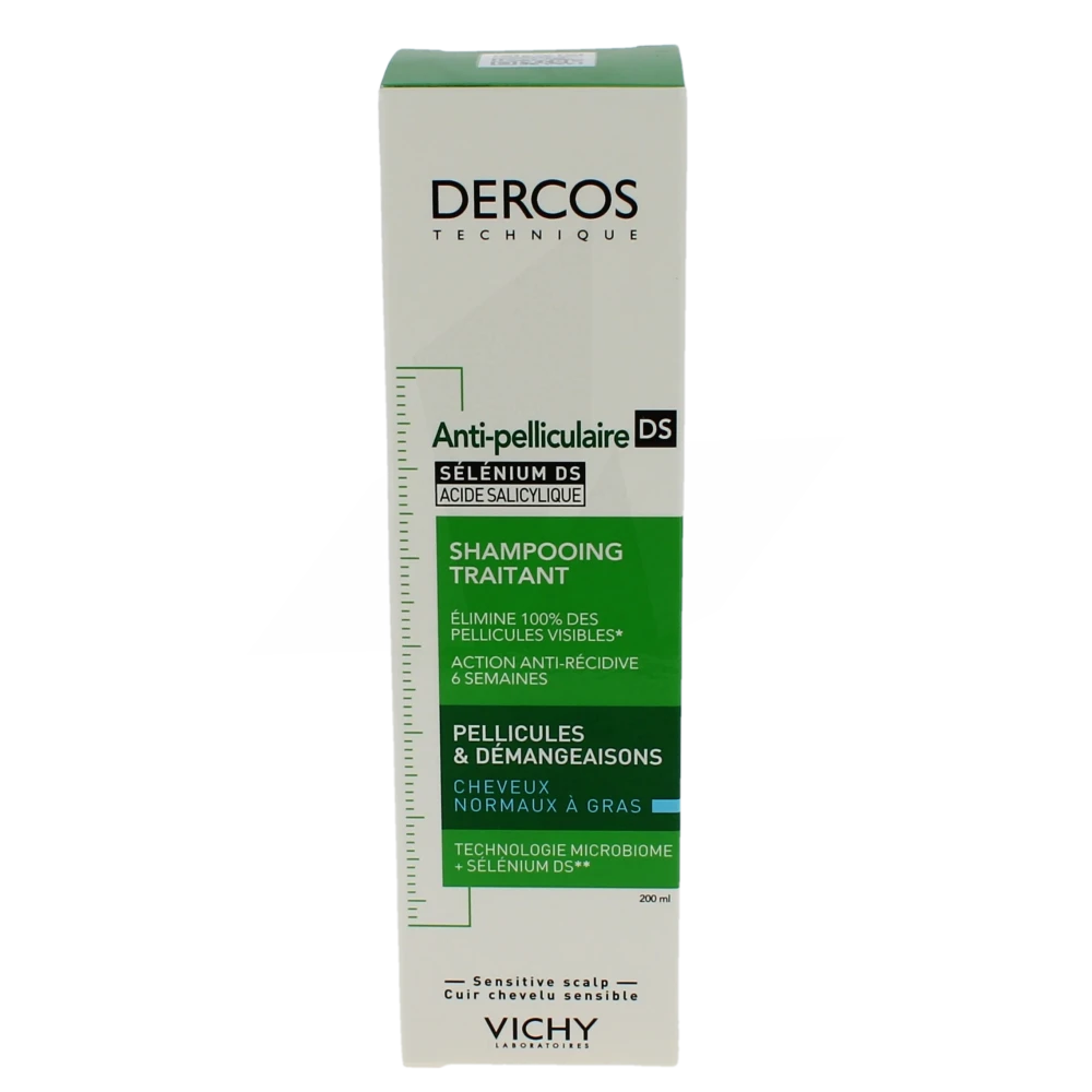 Vichy Dercos Technique Antipelliculaire Ds Shampoing Traitant Pellicules & Démangeaisons Cheveux Normaux à Gras Flacon De 200 Ml