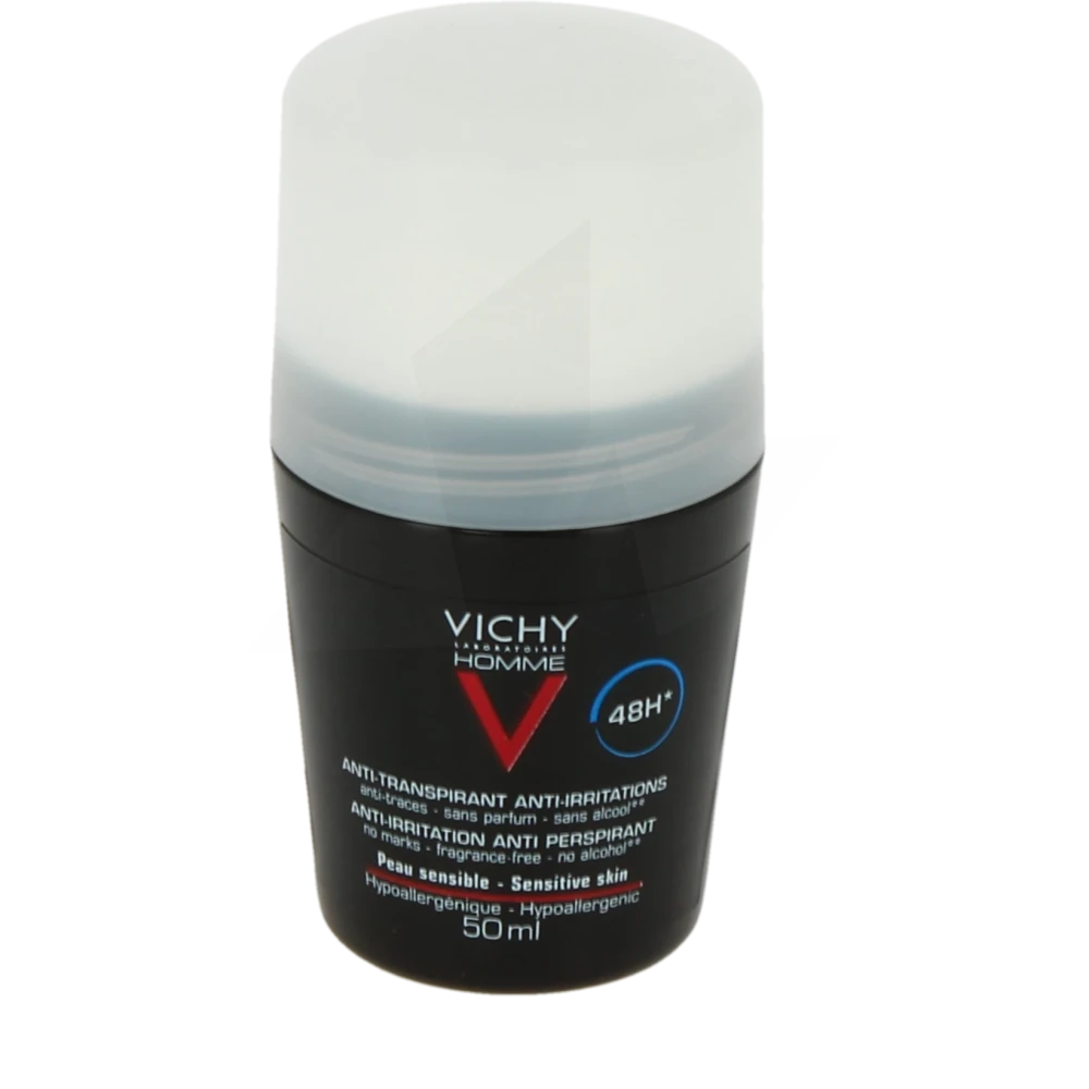 Vichy Homme Déodorant Anti-transpirant Peaux Sensibles Roll-on De 50 Ml