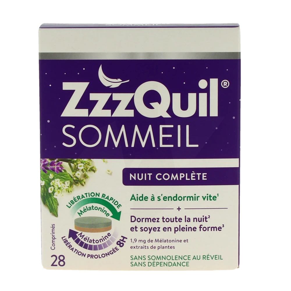 Zzzquil Sommeil Nuit Complète Comprimés Boîte De 28